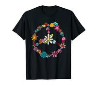 Hippie Disfraz Amor Paz Símbolo Flores 60s 70s Camiseta