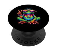 Hippie Frosch Batik Tie Dye Vintage Festival de música de los años 60 y 70 PopSockets PopGrip Adhesivo
