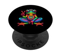 Hippie Frosch Batik Tie Dye Vintage Festival de música de los años 60 y 70 PopSockets PopGrip Adhesivo