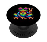 Hippie Frosch Batik Tie Dye Vintage Festival de música de los años 60 y 70 PopSockets PopGrip Adhesivo