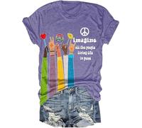 Hippie genérico Imagina a todas las personas que viven la vida en la paz saber para las mujeres, morado, S