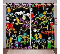 Hippie Graffiti Style Cortinas Niños Colorido GraffitiDrapes para Niños Hip Hop Estilo Cortina Paneles de la Cultura Callejera Tema Ventana Tratamientosde la Habitación W46* L54