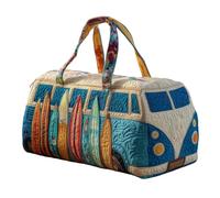 Hippie Journey Quilted Duffel Bag Vintage Floral Boho Weekender Overnight Bags with Adjustable Strap (Style B,L)