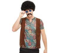 Hippie Peluca + Bigote + Gafas Disfraz Adulto Hippiy Kit 60s 70s Discoteca Retro