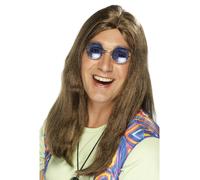 Hippie Peluca Marrón Largo Adulto Neil 60s Groovy Accesorio de Disfraz