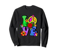 Hippie retro de los años 60, 70, Flower Power, Groovy Love Peace Sudadera