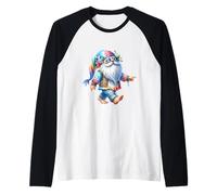 Hippie Santa Graphic For Women Men Kids Christmas In July Camiseta Manga Raglan
