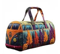 Hippie Van Quilted Duffle Bag,Hippie Journey Quilted Duffle Bag, Vintage Boho Canvas Weekender Travel Bags,Boho Floral Van Travel Weekender Bags for Travel Work Shopping Gym (03#,M (16"x8"x8"))