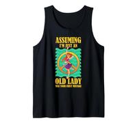 Hippie Vieja Señora Humor Signo de Paz Bailarina Divertido Vibra Retro Camiseta sin Mangas