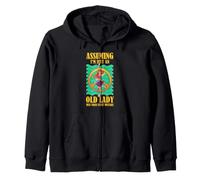 Hippie Vieja Señora Humor Signo de Paz Bailarina Divertido Vibra Retro Sudadera con Capucha
