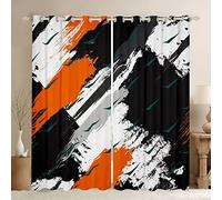 Hipple Graffiti Cortina para ventana, diseño abstracto de estilo callejero, suave, ligera, negra, blanca, naranja, moderna, para niños, adolescentes, jóvenes, para dormitorio, 183 x 117 cm