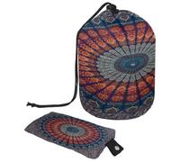 Hipple India - Neceser con cordón, diseño de mandala, con forma de barril, bolsa organizadora de maquillaje de viaje + bolsa pequeña, multicolor, 9.9x6.9in/25.2x17.6cm;6x3.5in/15.2x8.8cm, Neceser