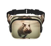 Hippo Fitness - Bolsa de hombro de viaje, moderna e informal, riñonera cuadrada de doble capa, color negro, talla única, Negro, One Size