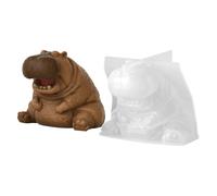 Hippo Silicone Mold - Animal Molds, Cute Resin Epoxy Casting Plaster Cartoon Mould, 3D Hippo Crafts Silicone Mold | For Home Gypsum Cement Concrete Arts Crafts Enthusiasts Decoration Holiday