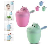 Hippopotamus Rinse Cup - Baby Rinser, Baby Rinse Cup, Rinse Shampoo Baby Bath Wash Hair Cup by Protecting Infant Eyes, Toddler Bath Tool, Detachable Baby Shampoo (green+pink)