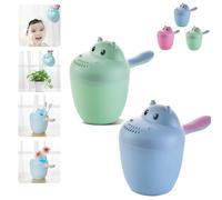 Hippopotamus Rinse Cup - Baby Rinser, Baby Rinse Cup, Rinse Shampoo Baby Bath Wash Hair Cup by Protecting Infant Eyes, Toddler Bath Tool, Detachable Baby Shampoo (blue+green)