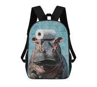 Hippopotamus with Toilet Paper Roll on Head Mochila Escolar Ligera Mochila Escolar De Día Mochila Para Libros Para La Universidad Para Acampar Aventuras Al Aire Libre Y Viajes Diarios 17inch