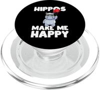Hippos Make Me Happy Cool Hippo Animales Amante de Hippopótamo PopSockets PopGrip para MagSafe
