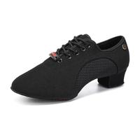 HIPPOSEUS Mujer Zapatos de práctica de Baile Latino Negros con Lace up de Tacon Bajo para Principiantes y Profesores de Danza,43 EU
