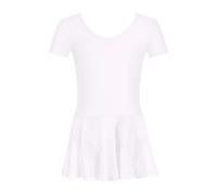 HIPPOSEUS Niña Vestido de Ballet Maillot de Danza Manga Corta Ropa de Ballet Gimnasia Leotardo para niños,7023-Blanco,2-3 Años