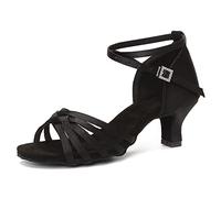 HIPPOSEUS Zapatos de Baile Latino para Mujer Negro salón de Baile práctica de Zapatos de Baile de Salsa de Rendimiento Altura del tacón 5 cm, Modelo 213，40 EU