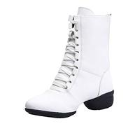 HIPPOSEUS Zapatos de Baile Modernos, Suaves, Transpirables y Altos para Mujer Botas de Jazz Zapatillas de Baile con Suela Dividida, Blanco, EU 37