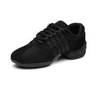 HIPPOSEUS Zapatos de práctica de Baile Mujer con Atados Negro Zapatillas Baile Moderno de Jazz Suela Dividida Dance Sneakers,Model T01,38 EU