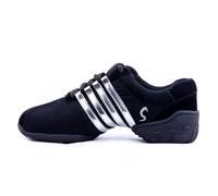 HIPPOSEUS Zapatos de práctica de Baile Mujer con Atados Plata Zapatillas Baile Moderno de Jazz Suela Dividida Dance Sneakers,Model T01,39 EU