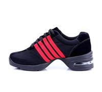HIPPOSEUS Zapatos de práctica de Baile Mujer Lona Rojo Zapatillas Baile Moderno de Jazz Atadura Dance Sneakers,Model T01,39 EU