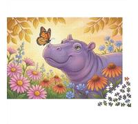 Hippótamo con Mariposa Puzzle 1000p para Toda La Familia Relax En Casa Reto Mental Mejor Valorados Tiempo Libre Reciclable 70x50cm/1000pcs