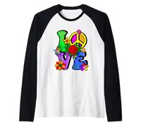 Hippy retro de los 60 y 70, Flower Power, maravilloso, amor, paz, hippie Camiseta Manga Raglan