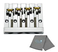 Hipshot KickAss - Juego de puente de bajo (4 cuerdas, con un paño de pulido Lumintrail cromado)