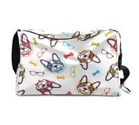 Hipster Dog - Bolsa de lona de cuero para hombre, mujer, niños y niñas, divertido fin de semana de perro, bolsa de gimnasio, bolsa de viaje, bolso cruzado de un solo hombro, color, 18.5L, Organizador