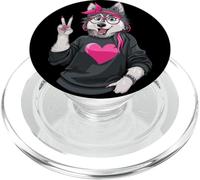 Hipster Husky Dog Funny Pet Lover Graphic Juguetón Vibrante PopSockets PopGrip para MagSafe
