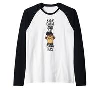Hipster Monkey - Mantén la Calma y Come plátano-Amor Camiseta Manga Raglan