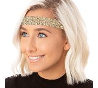 Hipsy Diadema ancha con purpurina antideslizante ajustable para mujeres, niñas y adolescentes (dorado)