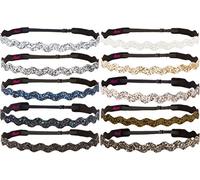 Hipsy Diadema antideslizante ajustable con purpurina brillante para mujer, regalo a granel, paquete de 10 unidades (Wave Neutral 10pk)