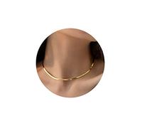 Hipwope Collar de cadena de serpiente chapado en oro/plata de 14K, collar de espiga para las mujeres Collar de cadena plana llena de oro para los regalos de las mujeres Joyería Collar, Acero