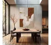 HIPWST Abstract Geometric print and poster Modern Mid Century Oil Painting print On Canvas Wabi Sabi Art home decor 50x70cm Frameless