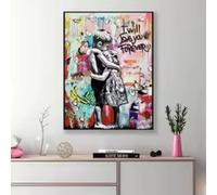 HIPWST Arte de pared de Banksy I Will Love You Forever Poster Artwork inspirado en graffiti Pintura en lienzo Impresiones de arte callejero 30x45cm Sin marco