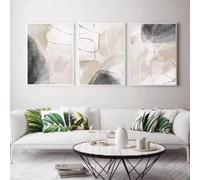 HIPWST Beige Black Grey Canvas Paintings Abstract Posters and Prints Minimalist Wall Art Pictures Living Room Decor 50x70cmx3 Frameless