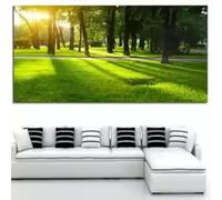 HIPWST Bosque y amanecer Pintura en lienzo Árbol verde Bosques Pósters Impresiones Arte de pared Cuadros para decoración de sala de estar 60x120cm InternalFrame