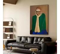 HIPWST Figure Wall Art Minimalist Abstract canvas Painting Green Textured Painting Style Portrait Lady Painting 30x45cm Frameless
