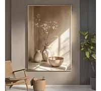 HIPWST Flores abstractas Plantas en macetas impresión Póster Jarrón vintage Lienzo Pintura Arte Pared Decoración de la habitación del hogar bohemio 20x30cm InternoMarco