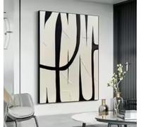 HIPWST Large Black White Abstract Oil Painting On Canvas Wabi Sabi Texture Wall Art Minimalist Entrance Wall Decor 40x60cm Frameless