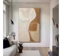 HIPWST Large Brown And Beige Texture Oil Painting Canvas Texture Wall Art Large Contemporary Artwork For Living Room 70x80cm Frameless