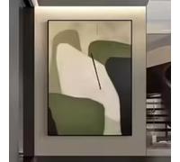 HIPWST Large Geometric Abstract Painting Beige And Green Minimalist Wabi-Sabi Wall Art Canvas Wall Art home Decor 70x100cm Frameless