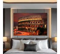 HIPWST Lienzo decorativo para pared, diseño del Coliseo de Roma, decoración de casa de arte, póster de edificio famoso, una pintura para la pared, 50 x 70 cm, sin marco