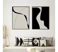 HIPWST Minimalist Black and White Print Poster Abstract Canvas Painting for Living Room Wall Art Pictures Home Decor 20x30cmx2 Frameless