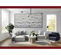 HIPWST Neutral Beach Coastal Art canvas Painted Large Textured Knife Palette Abstract oil Painting Wall Art decor 20x40cm Frameless